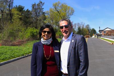 Mayor Singh is joined by Senator Andrew Zwicker at Brecknell Way opening.